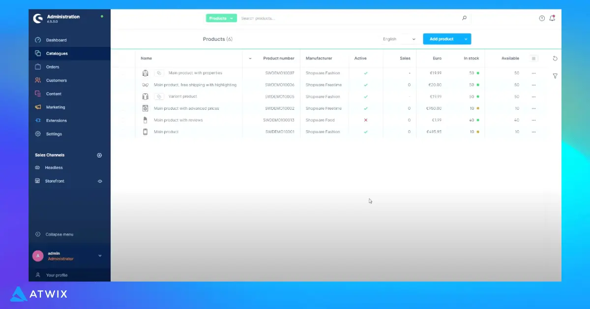 Shopware Dashboard