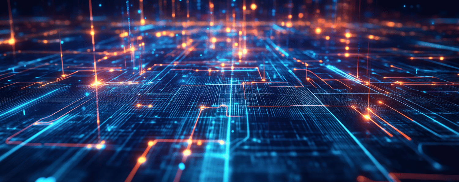 Abstract Network of Glowing Blue and Orange Lines, Representing Ecommerce Rfp Process Complexity