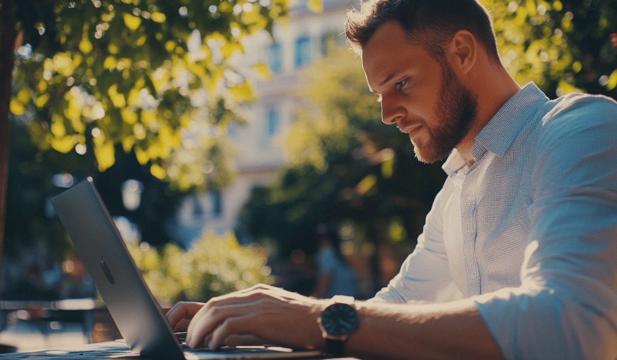 Business Owner Using a Laptop to View Magento Store with Real-time Data from Erp Integration