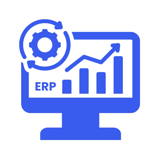 Magento Erp Integration Icon with Gear and Growth Chart, Symbolizing Streamlined Business Processes