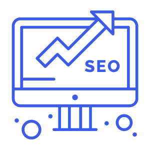 Magento Seo Audit Graphic with an Upward Trend Arrow on a Computer Screen, Symbolizing Growth